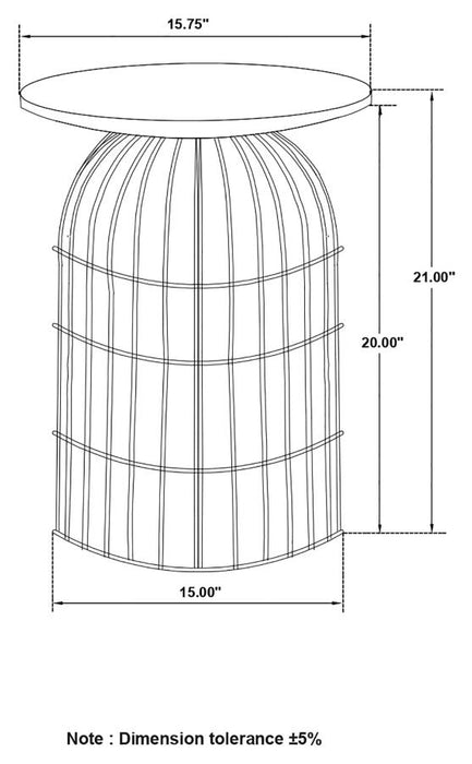 Bernardo Round Accent Table with Bird Cage Base Natural and Gunmetal