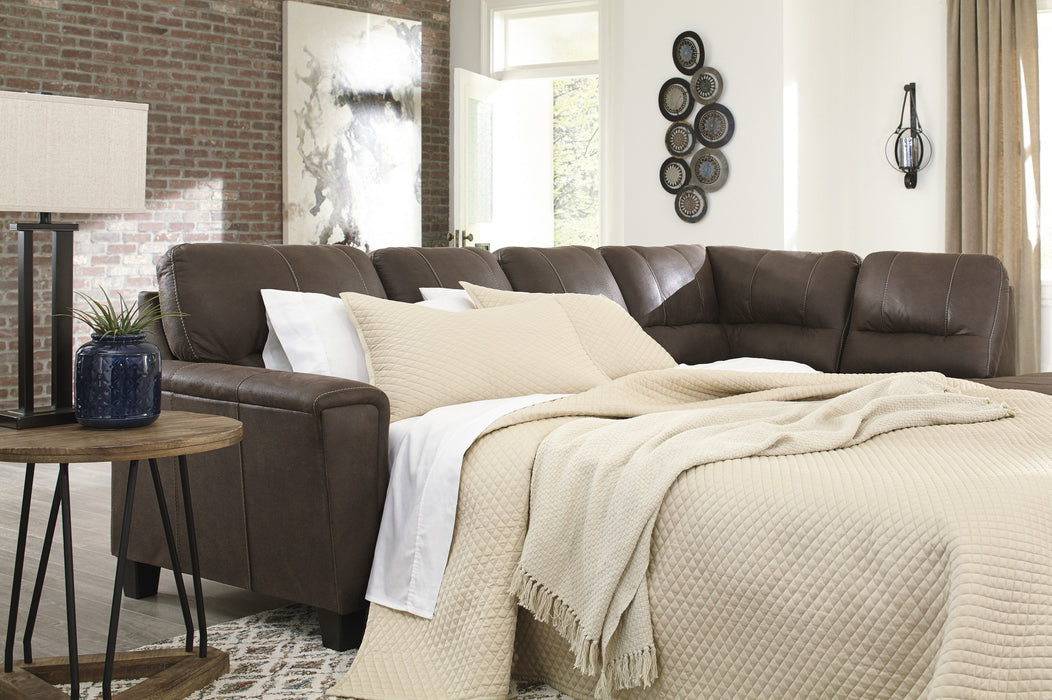 Navi Chestnut RAF Sleeper Sectional - Lara Furniture