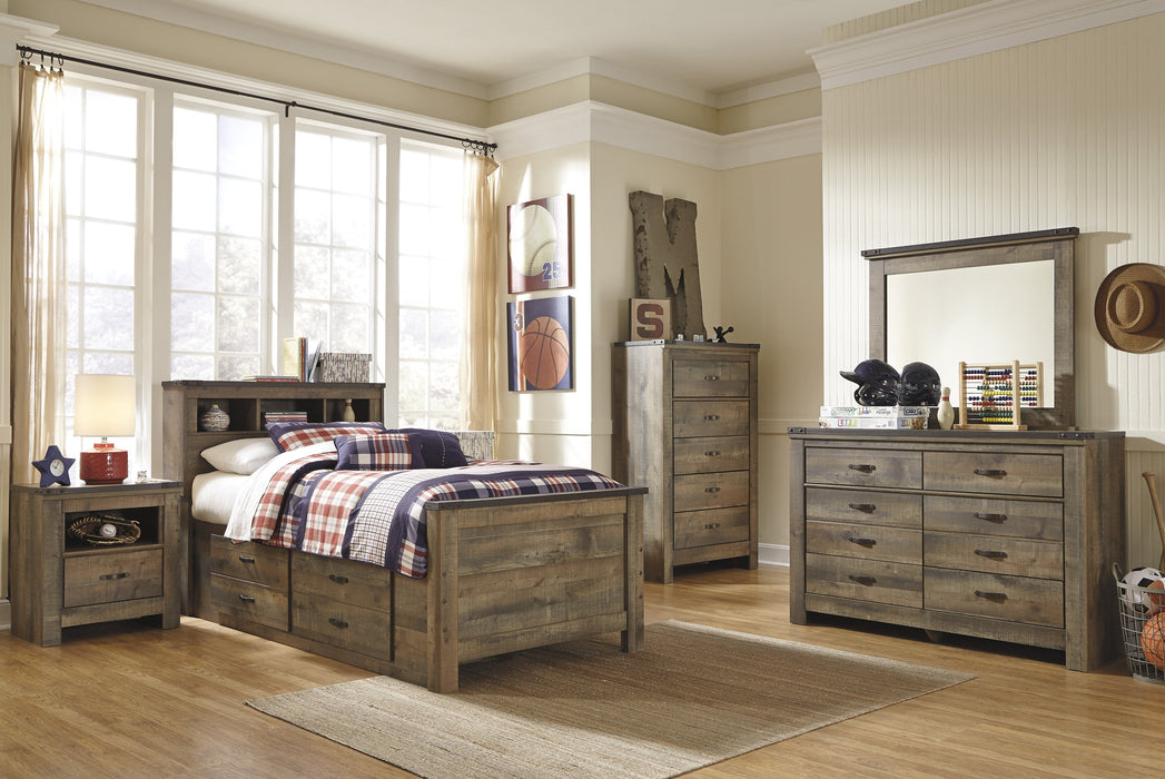 Trinell Brown Panel Bookcase Under Bed Storage Youth Bedroom Set