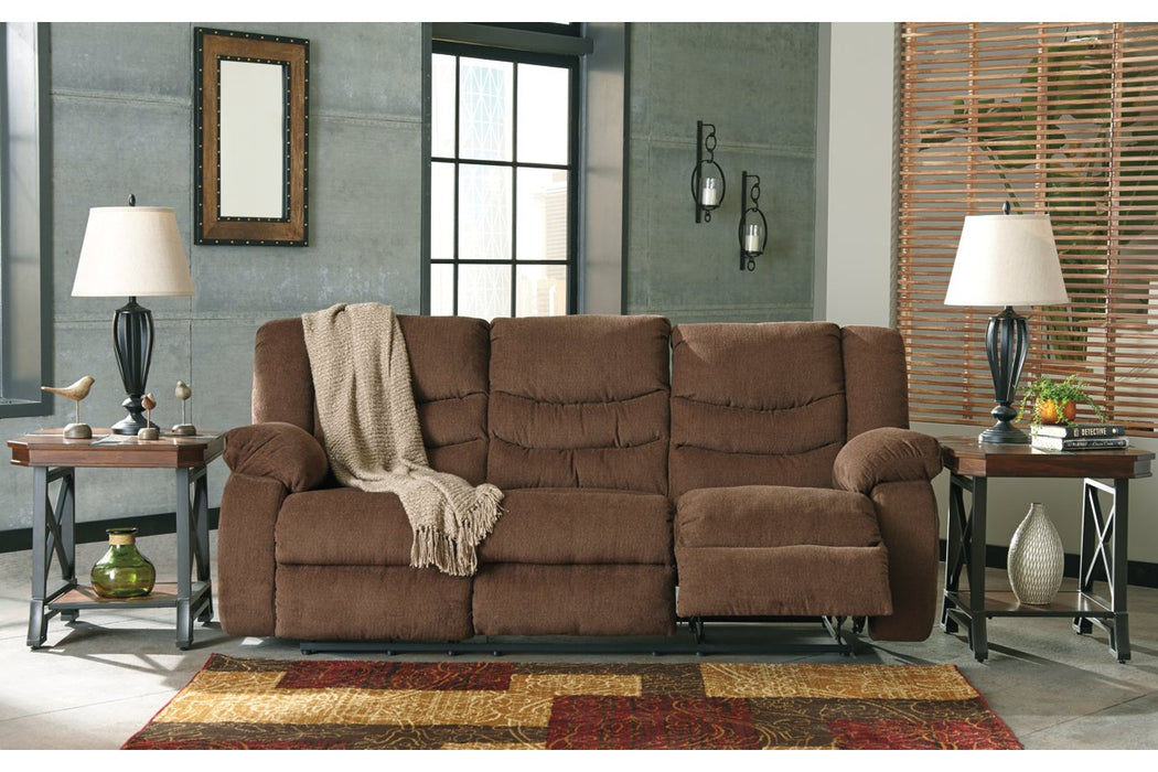 Tulen Chocolate Reclining Sofa - Lara Furniture