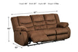 Tulen Chocolate Reclining Sofa - Lara Furniture