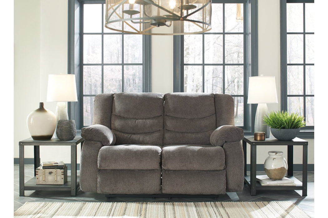 Tulen Gray Reclining Loveseat - Lara Furniture