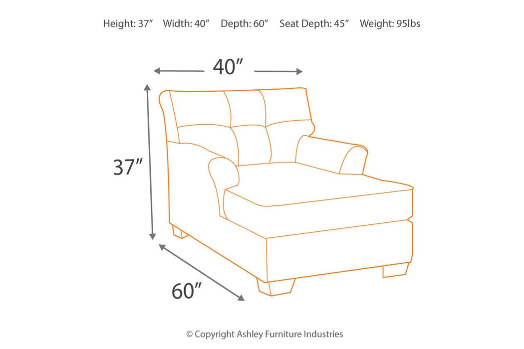 Tibbee Slate Chaise - Lara Furniture