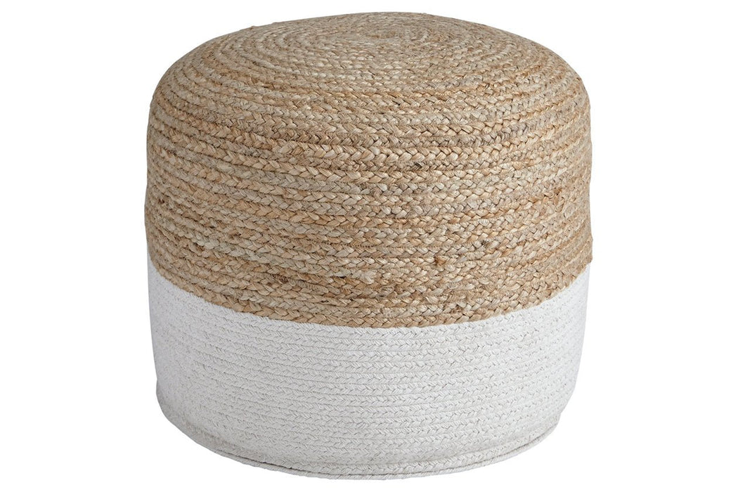 Sweed Valley Natural/White Pouf - Lara Furniture