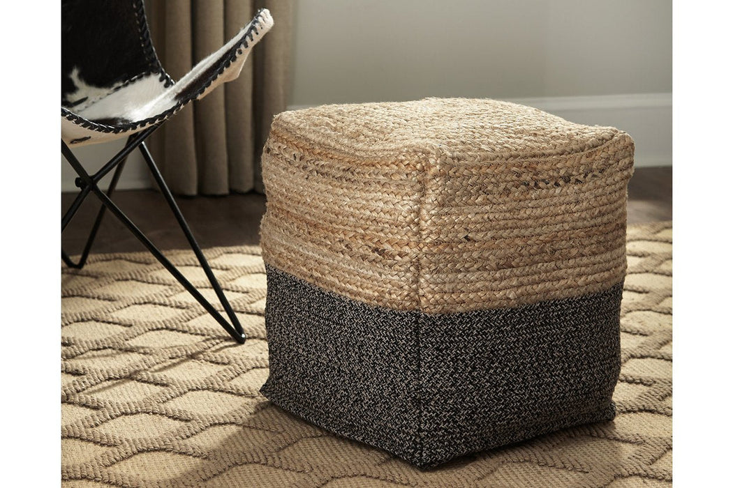 Sweed Valley Natural/Black Pouf - Lara Furniture