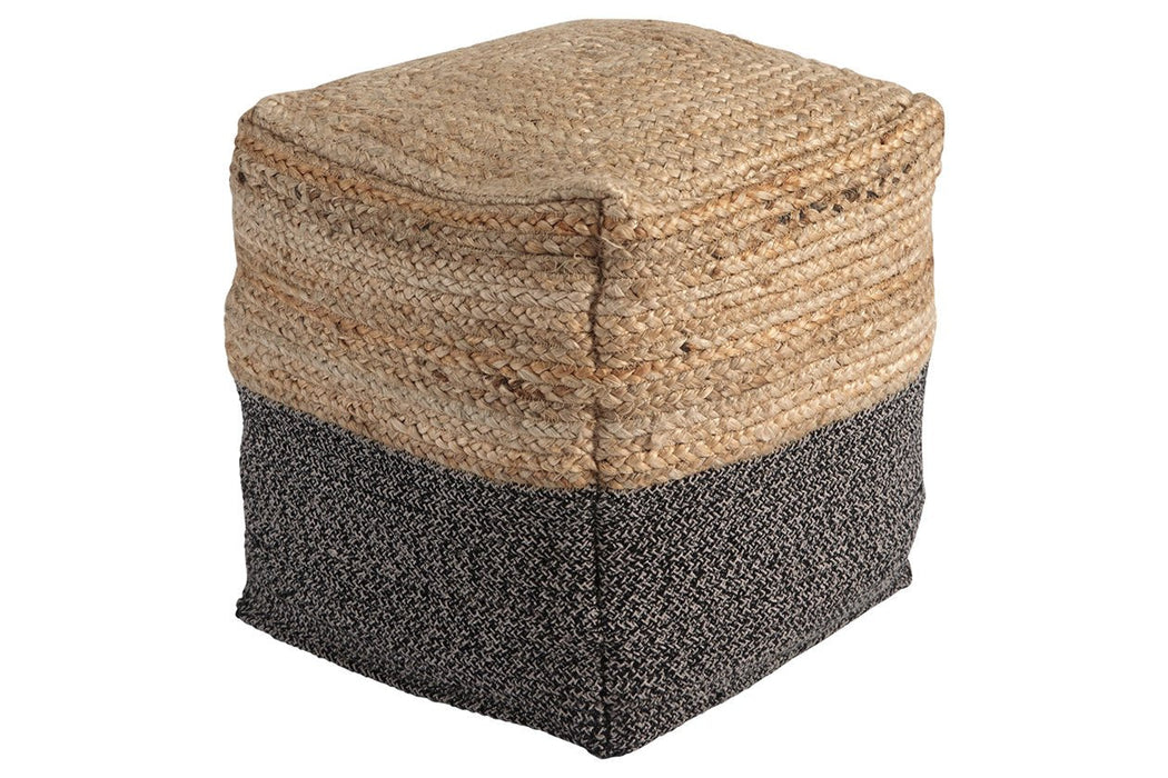 Sweed Valley Natural/Black Pouf - Lara Furniture