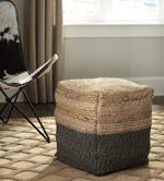 Sweed Valley Natural/Black Pouf - Lara Furniture