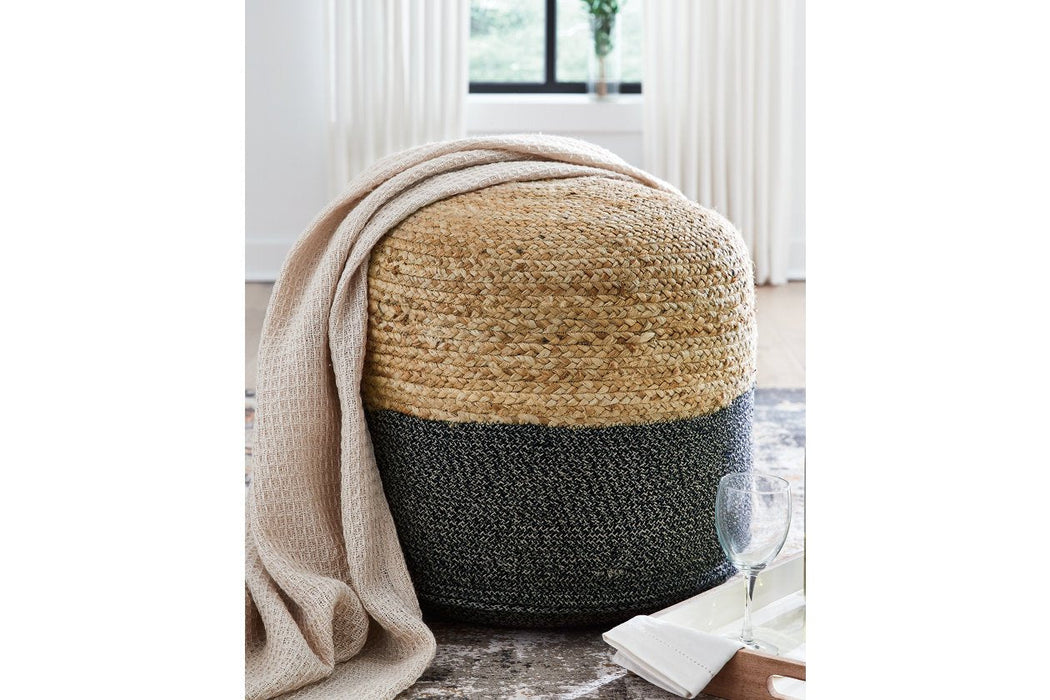 Sweed Valley Natural/Black Pouf - Lara Furniture