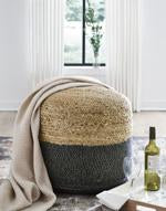 Sweed Valley Natural/Black Pouf - Lara Furniture