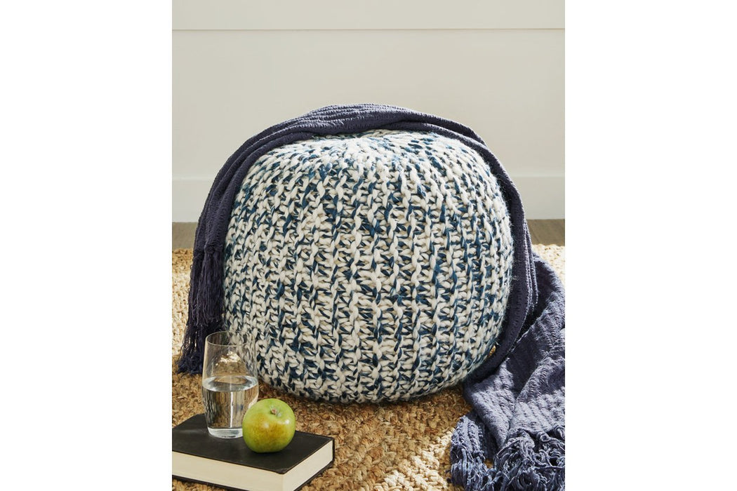 Latricia Blue/White Pouf - Lara Furniture