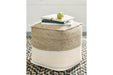 Sweed Valley Natural/White Pouf - Lara Furniture