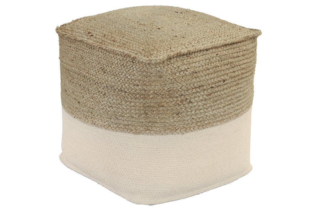 Sweed Valley Natural/White Pouf - Lara Furniture