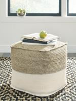 Sweed Valley Natural/White Pouf - Lara Furniture