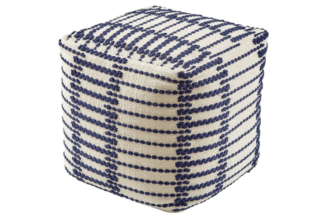 Lanka Blue/White Pouf - Lara Furniture