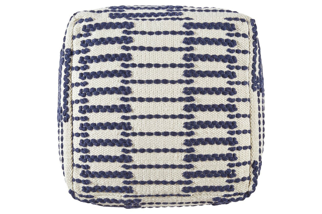 Lanka Blue/White Pouf - Lara Furniture