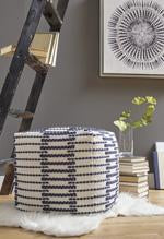 Lanka Blue/White Pouf - Lara Furniture