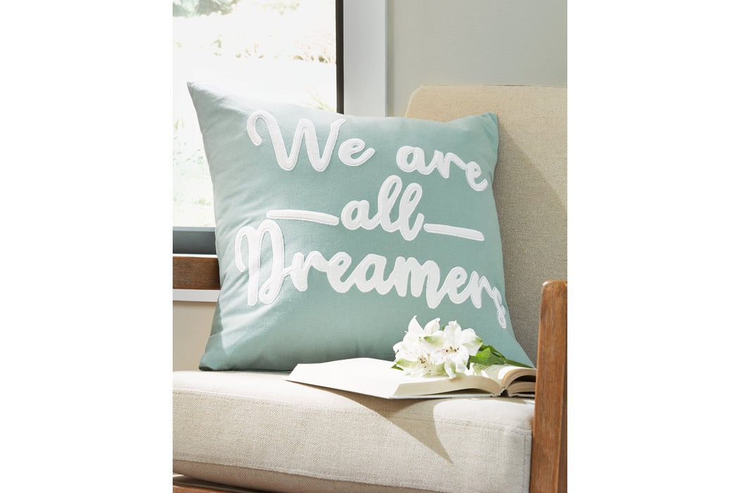 Dreamers Light Green/White Pillow (Set of 4) - Lara Furniture