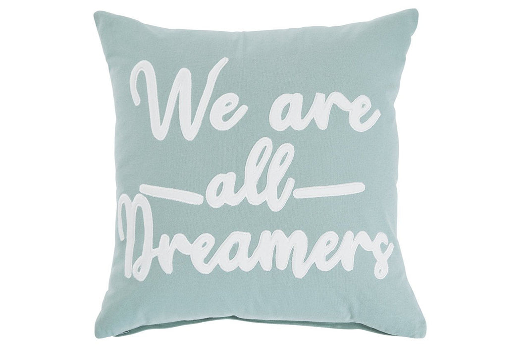 Dreamers Light Green/White Pillow (Set of 4) - Lara Furniture