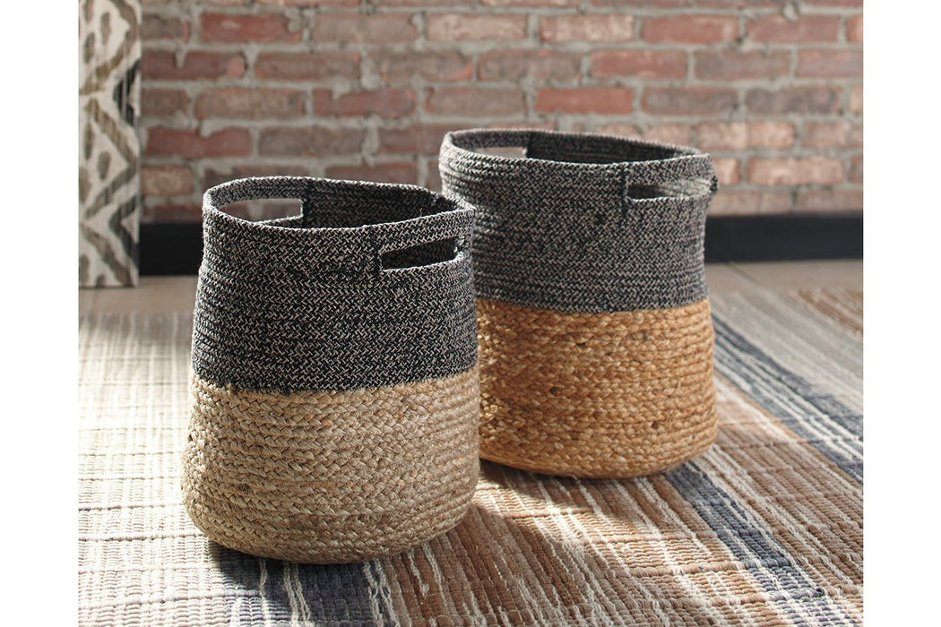 Parrish Natural/Black Natural/Black Basket (Set of 2) - Lara Furniture