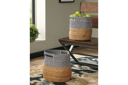 Parrish Natural/Blue Natural/Blue Basket (Set of 2) - Lara Furniture