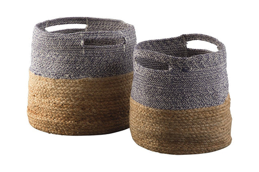 Parrish Natural/Blue Natural/Blue Basket (Set of 2) - Lara Furniture