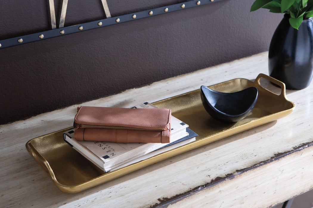 Posy Gold Finish Tray - Lara Furniture