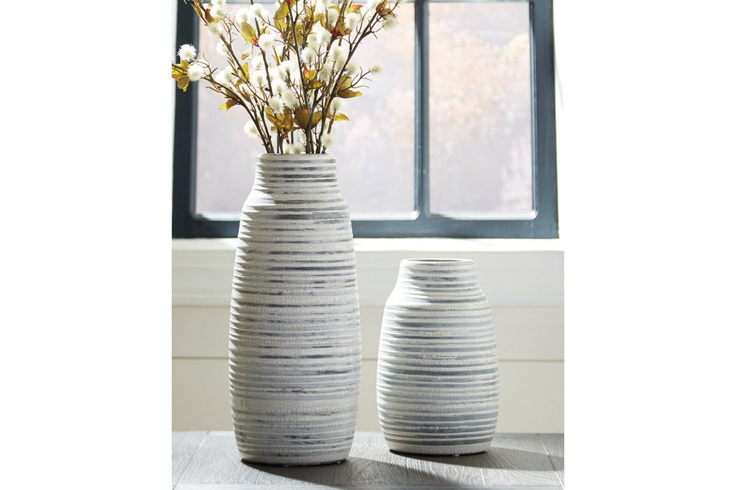 Donaver Gray/White Vase (Set of 2) - Lara Furniture