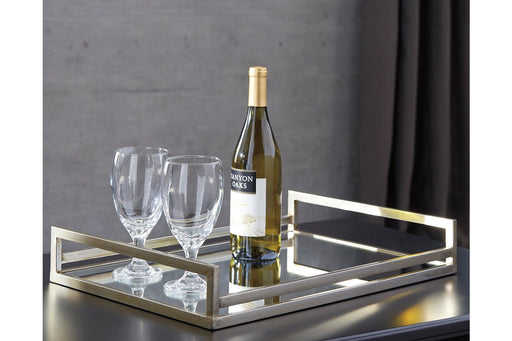 Derex Champagne Finish Tray - Lara Furniture