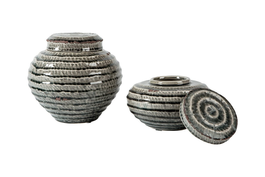 Devonee Antique Gray Jar (Set of 2) - Lara Furniture