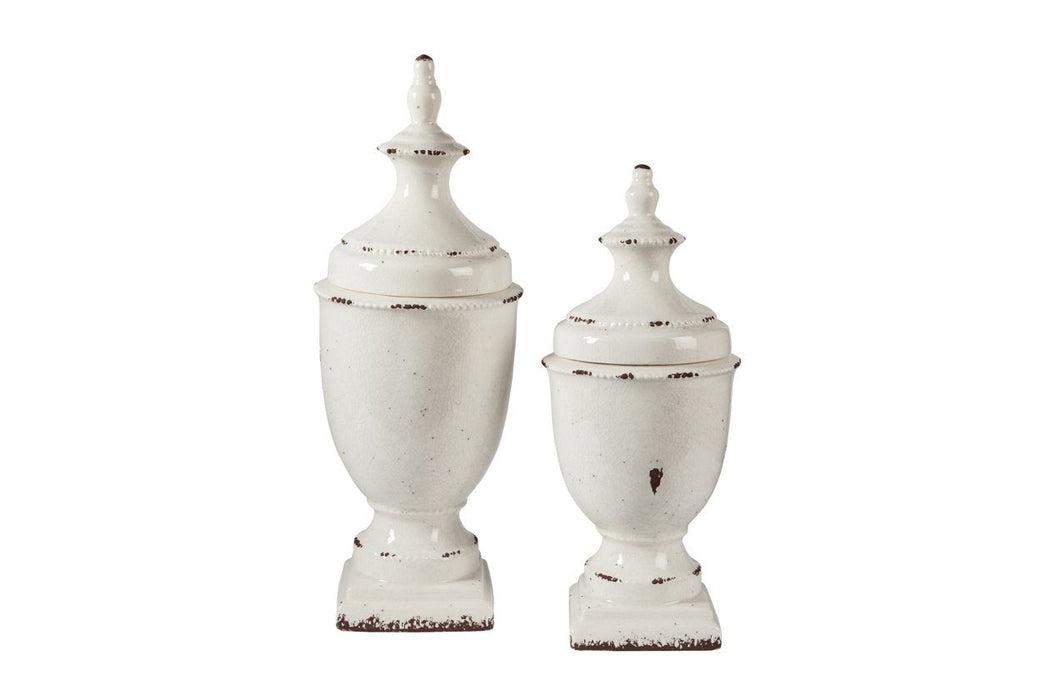 Devorit Antique White Jar - Lara Furniture