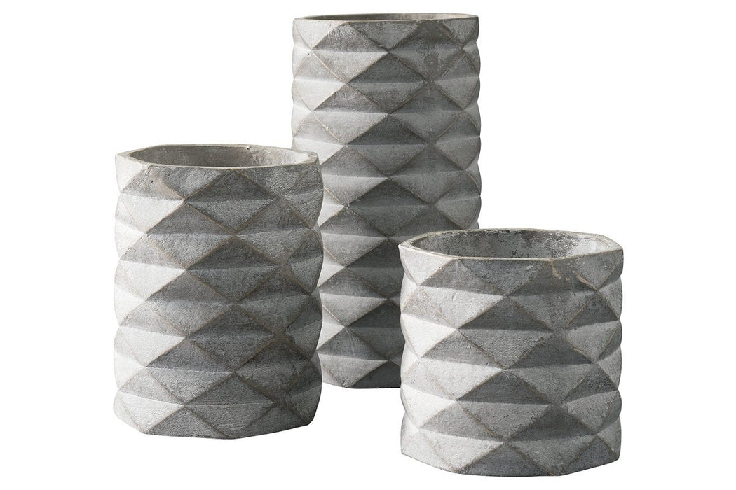 Charlot Gray Vase (Set of 3) - Lara Furniture