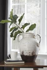 Dion Distressed White Vase - Lara Furniture