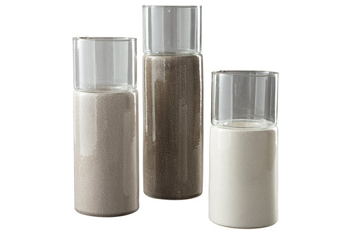 Deus Gray/White/Brown Candle Holder (Set of 3) - Lara Furniture