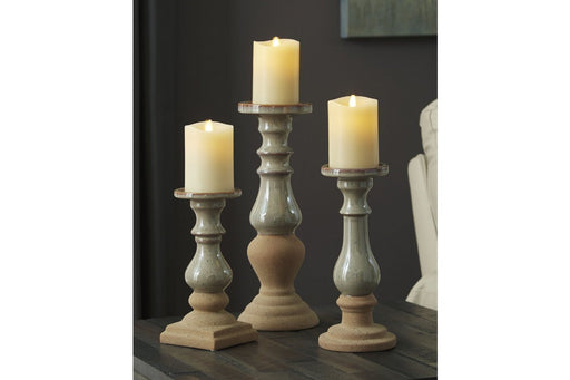 Emele Taupe Candle Holder (Set of 3) - Lara Furniture