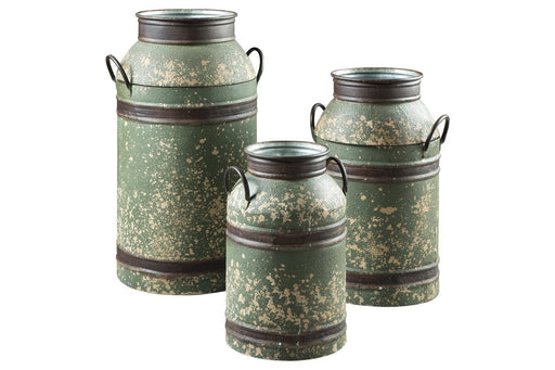 Elke Antique Brown Milk Can (Set of 3) - Lara Furniture