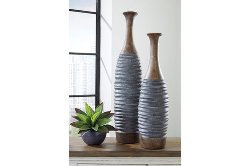 BLAYZE Antique Gray/Brown Vase (Set of 2) - Lara Furniture