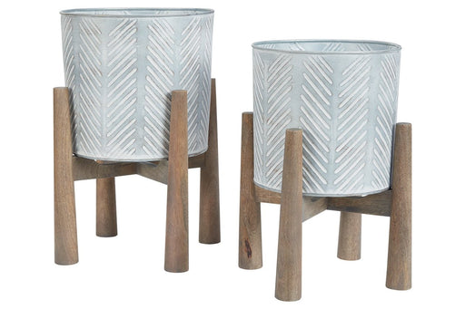 Domele Antique Gray/Brown Planter (Set of 2) - Lara Furniture