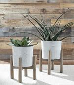 Domele Antique Gray/Brown Planter (Set of 2) - Lara Furniture