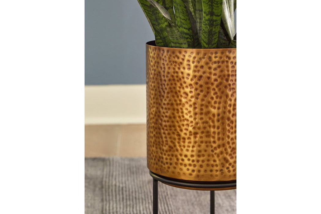 Donisha Antique Brass Finish Planter (Set of 2) - Lara Furniture