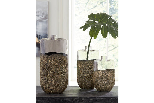 Clement Antique Gold Finish Vase (Set of 3) - Lara Furniture