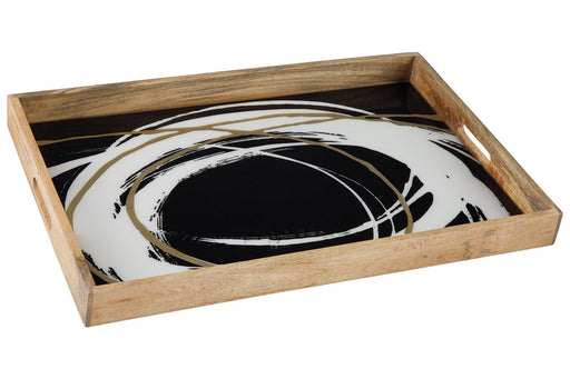 Rhyslen Black/White/Gold Finish Tray - Lara Furniture