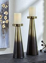 Theseus Gold Finish/Brown Candle Holder (Set of 2) - Lara Furniture