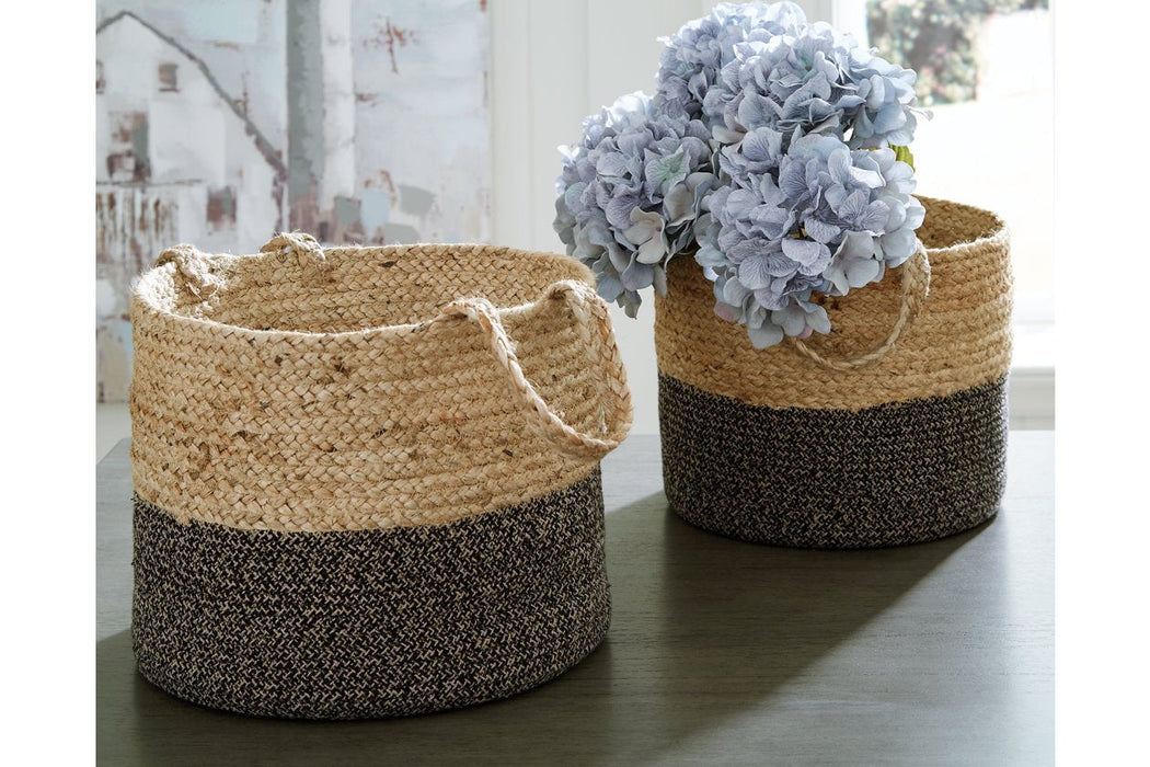 Parrish Natural/Black Basket (Set of 2) - Lara Furniture