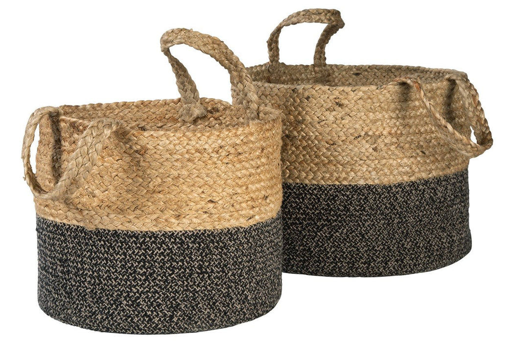 Parrish Natural/Black Basket (Set of 2) - Lara Furniture