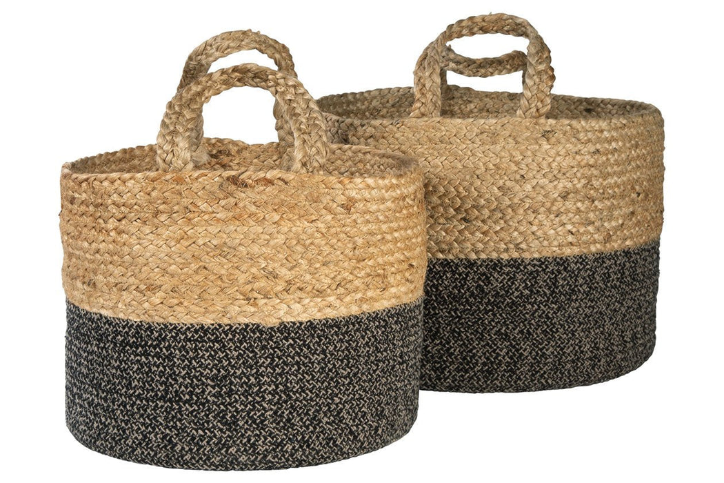 Parrish Natural/Black Basket (Set of 2) - Lara Furniture