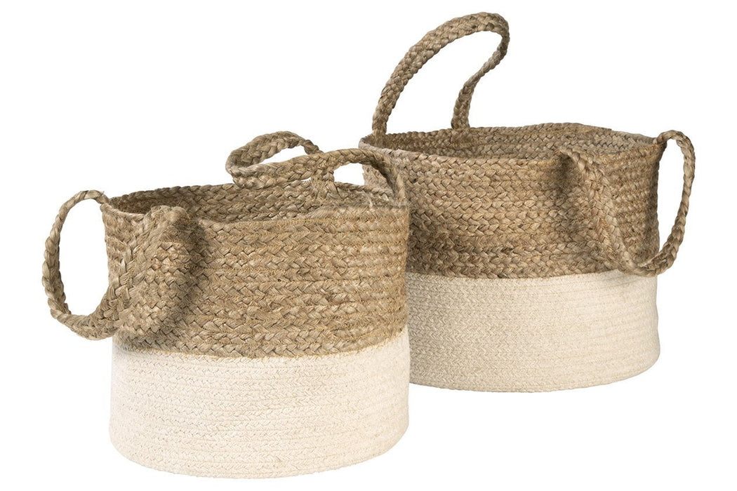 Parrish Natural/White Basket (Set of 2) - Lara Furniture