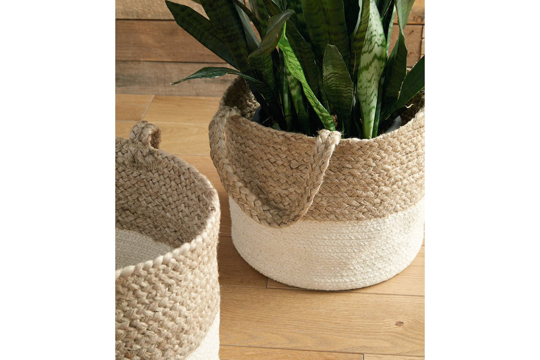 Parrish Natural/White Basket (Set of 2) - Lara Furniture