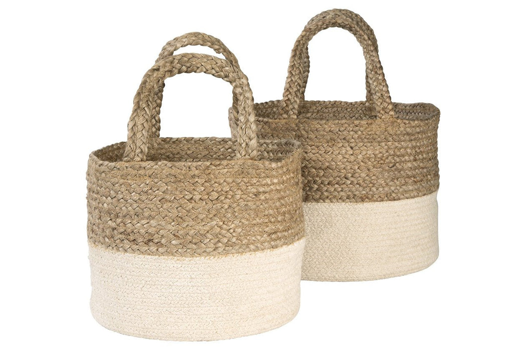 Parrish Natural/White Basket (Set of 2) - Lara Furniture