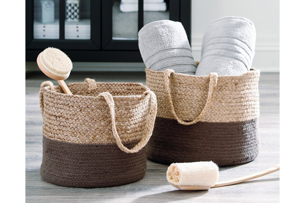 Parrish Natural/Charcoal Basket (Set of 2) - Lara Furniture