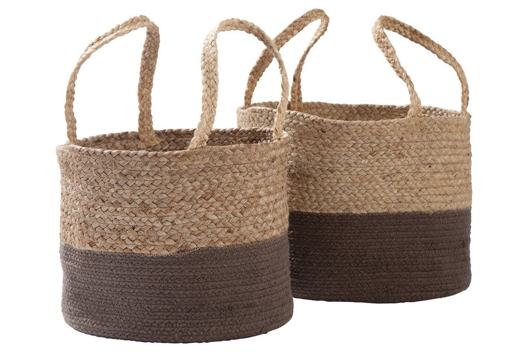 Parrish Natural/Charcoal Basket (Set of 2) - Lara Furniture